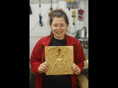 Anna Marritt with her Green Man